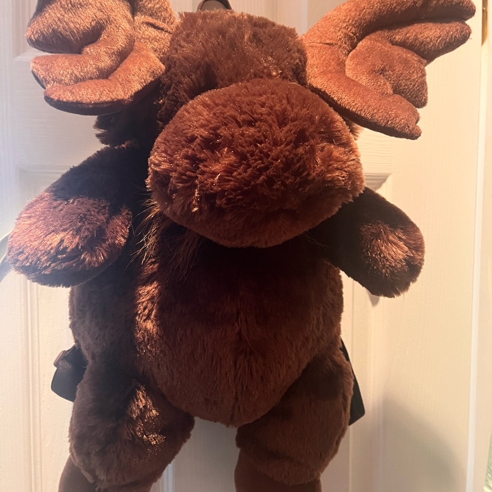 Plush Brown Moose Backpack